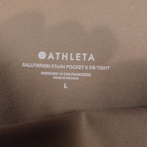 Athleta Salutation Stash Pocket II 7/8 Tights Women’s Large Taupe Brown Yoga - Picture 3 of 12